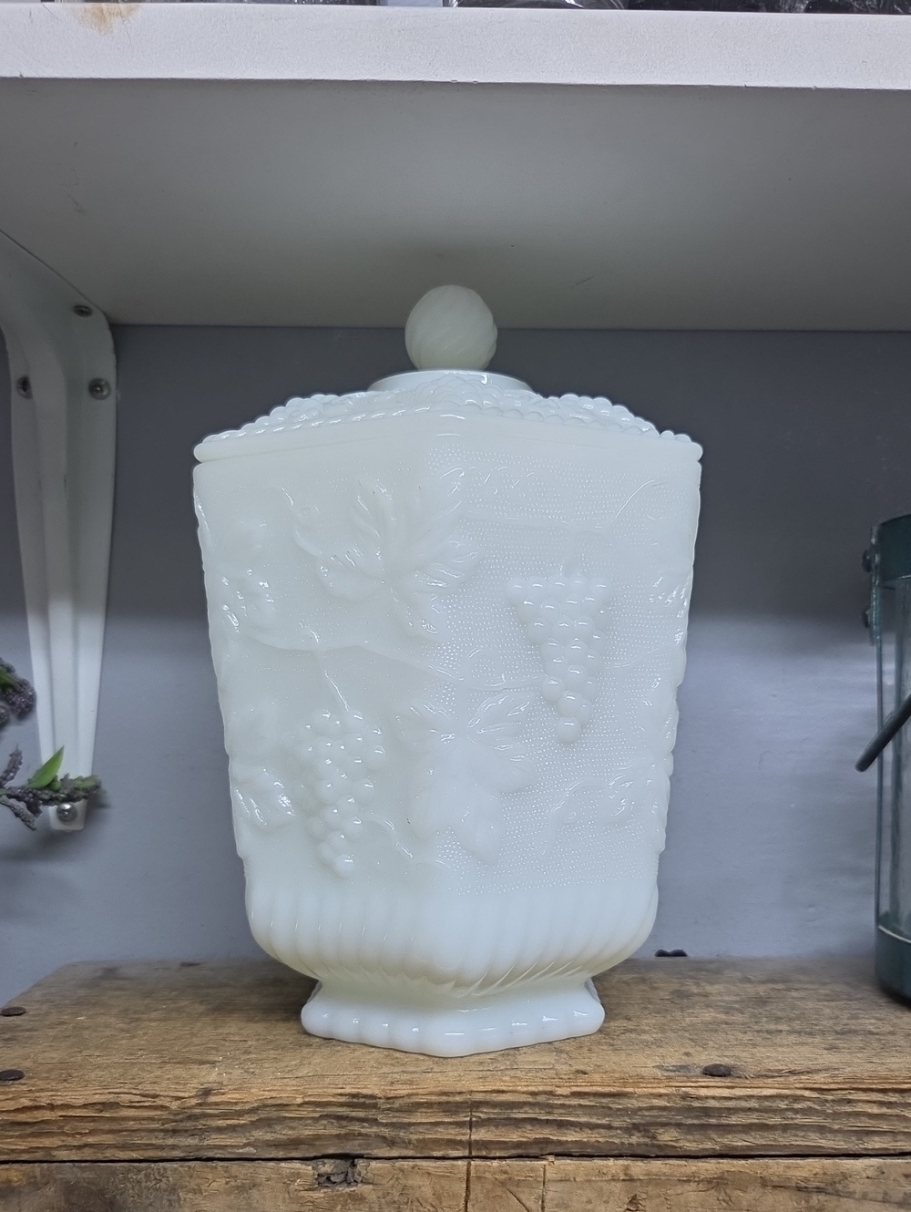 Vintage Anchor Hocking Fire King Milk Glass Canister